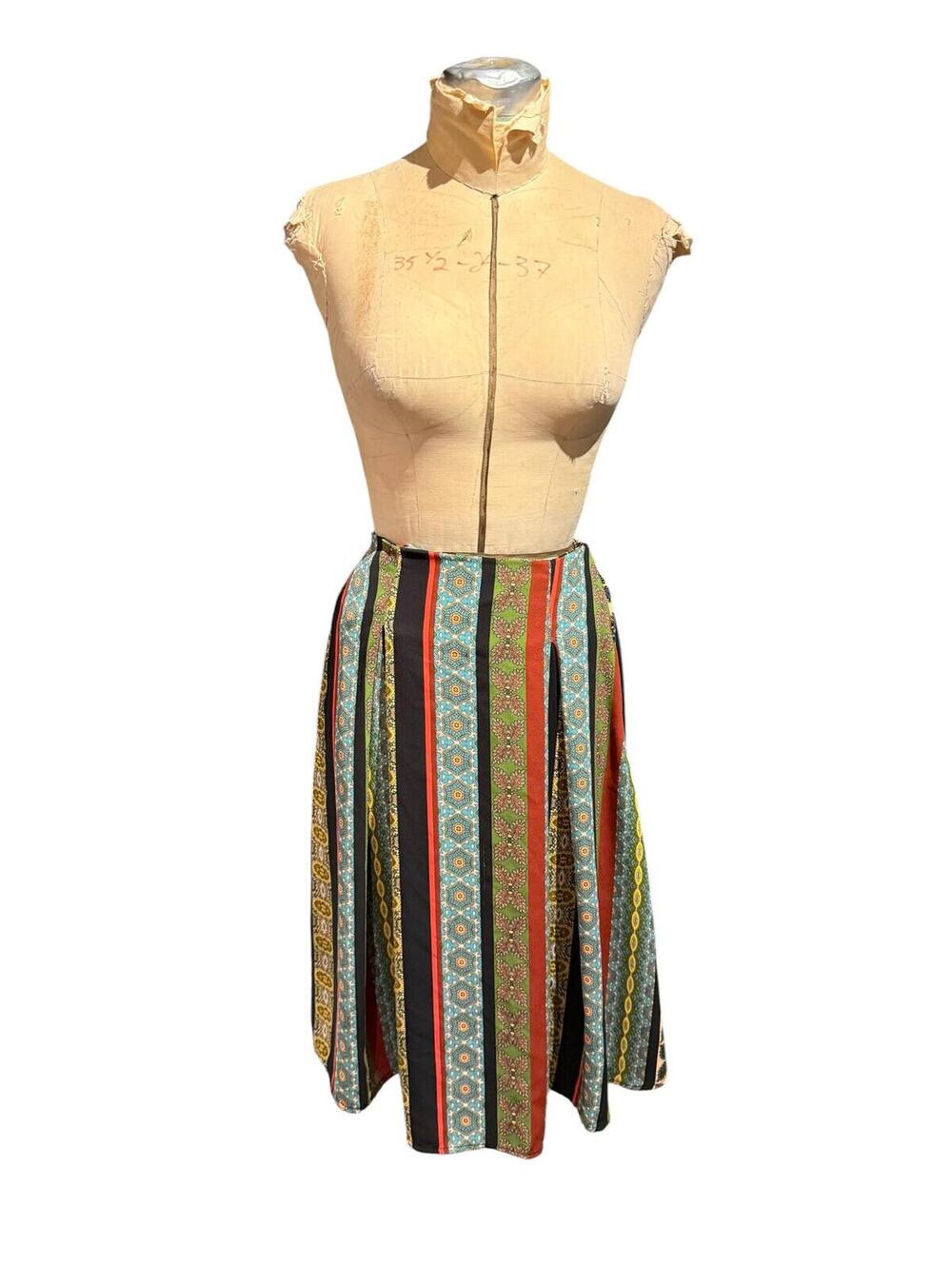 Eri + Ali Multi-Color Striped Midi Skirt